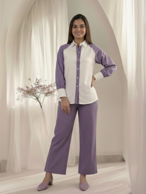 Cream and lavender co ord set